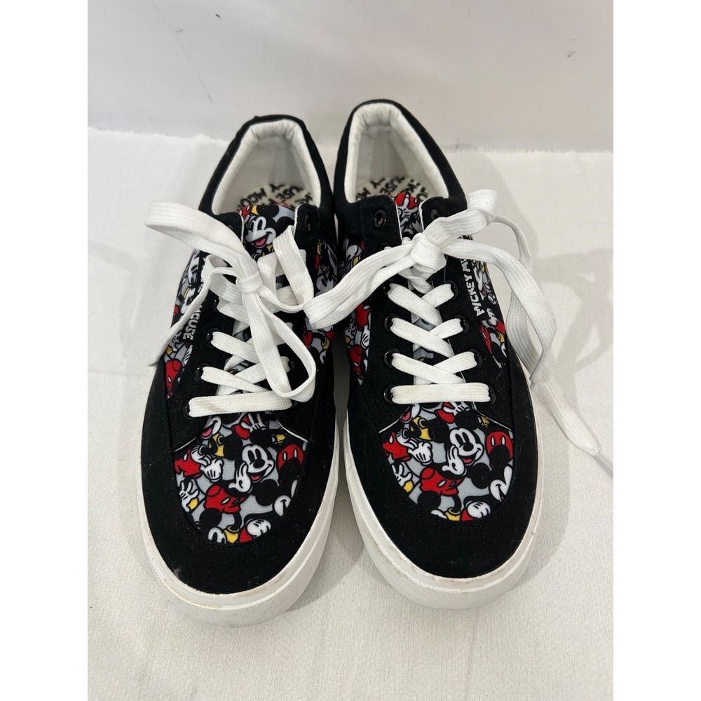 Disney Mickey Mouse Sneakers Black Canvas Lace Up Ground up Size 10